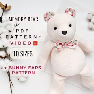 Memory Bear Pattern and Bunny Sewing Pattern pdf , Teddy Bear Pattern , Plushie Sewing Pattern , Memory Bear Template , DIY stuffed animal
