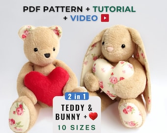 Memory Bear & Bunny Sewing Pattern: Plush Keepsake Tutorial (PDF Download)