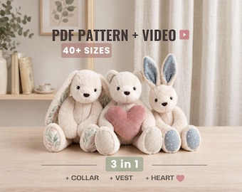 Memory Bear Pattern pdf , Teddy Bear and Bunny Sewing Pattern for Beginners , Do it Yourself Memorial Gift , Digital Download