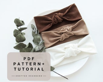 Patrón de costura diadema anudada pdf, Patrón de costura Adulto – Bebé, Accesorios bebé DIY, Patrones de costura fáciles para mujer, Descarga digital
