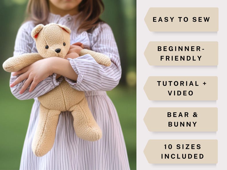 Memory Bear Pattern PDF Teddy Bear Sewing Pattern & Video Stuffed ...