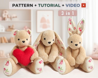 Memory Bear & Bunny Sewing Pattern: DIY Keepsake Plush (PDF Download)