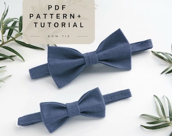 Bow tie pattern and tutorial , Adult - Baby sewing pattern for beginners (Instant Download)