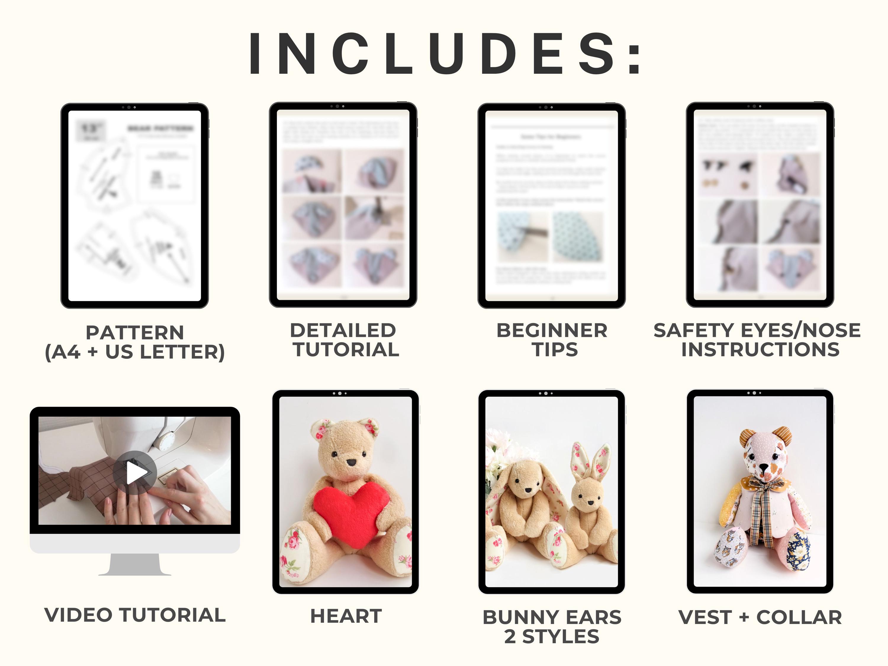 Memory Bear Pattern for Beginners , Soft Toy Sewing Pattern PDF + Video ...