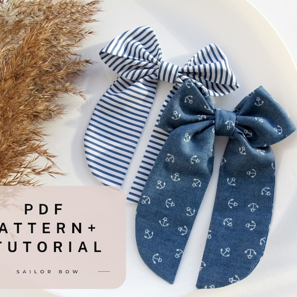 Sailor Bow sewing pattern PDF Beginner sewing pattern DIY Baby shower gifts , Baby sewing patterns pdf Do it yourself bows Digital download