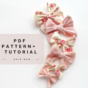 Modello di cucito fiocco pdf, modello di cucito per principianti, regali fai da te per neonati, modelli di cucito per bambini PDF, fiocchi per capelli fai da te download digitale