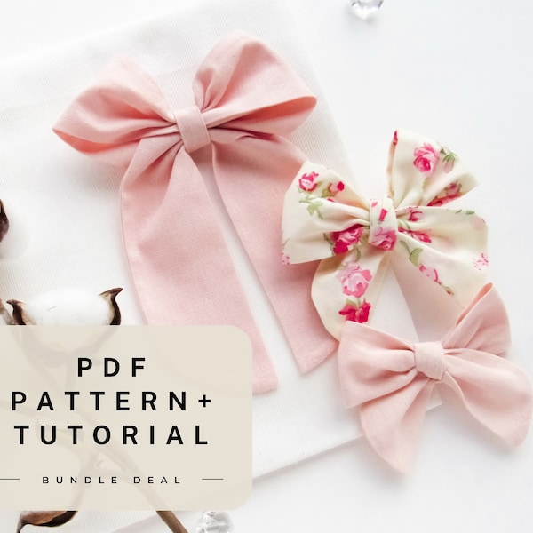 Bow sewing pattern PDF , Do it yourself Sailor Bow and Pinwheel Bow , Beginner sewing pattern pdf , DIY Hair Accessories , Digital download