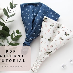 Modello di cucito pdf fascia, foulard fai da te modello di avvolgimento della testa PDF, modello di cucito Bandana accessori per capelli fai da te download digitale