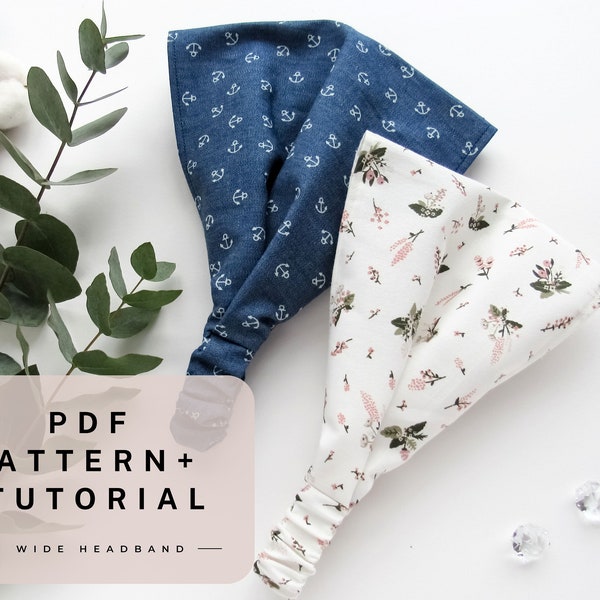 Headband pdf sewing pattern , Do it yourself headscarf Head wrap pattern PDF ,  Bandana sewing pattern DIY hair accessories Digital download