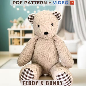 Memory Bear Pattern pdf , Teddy Bear Sewing Pattern pdf for Beginners , Keepsake Stuffed Bear Pattern Cute Plushie Pattern DIY New Baby Gift