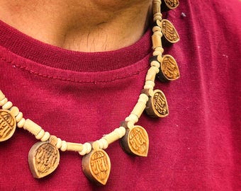 Colar de Tulsi 100% natural feito à mão com pingente de Radha, contas de Tulsi, pulseira de Tulsi, Tulsi de Radhe Krishna, semente de Tulsi de Vrindavan