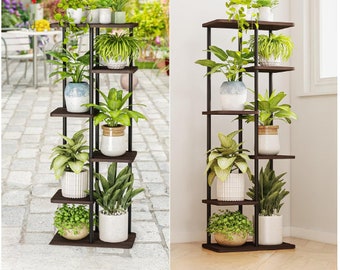 4 Tier Wood Metal Plant Stand | Indoor Plant Stand | Multi Plant Stand | Flower Stand | Plant Shelves | Modern Plant Stand | Plant Holder