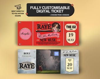 Entrada personalizada para el concierto de RAYE, recuerdo digital personalizado, gira mundial y por el Reino Unido / 2026