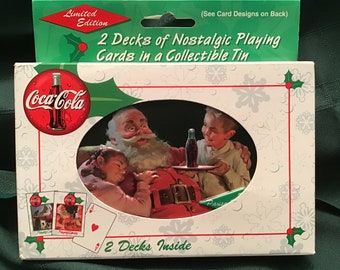 Limited Edition Coca-Cola Santa Playing Cards & Collector Tin - NIB 1999