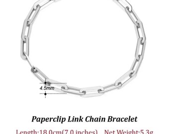 Sterling Silver Paperclip chain bracelet for women