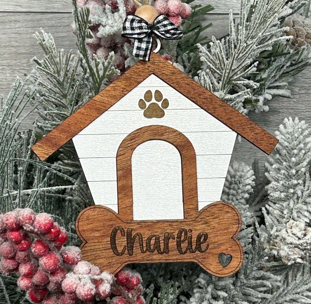 Custom Dog House Ornament, Wood Ornament, Christmas Ornament