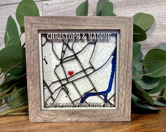Custom Laser Cut Wood Map, Personalized Anniversary Gift
