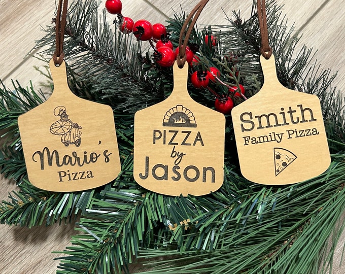 Custom Pizza Peel Ornament: Personalized Wood Pizza Lover Gift