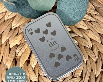 10‑Year “Tin” Anniversary Gift – Custom Engraved Metal Tin (10 of Hearts Design)