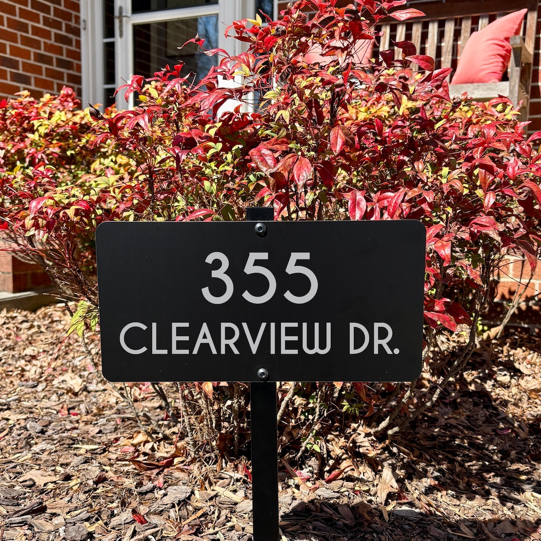 Custom Engraved Aluminum Address Sign With Yard Stake - Etsy