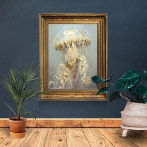 Ethereal Jellyfish Art – Minimalist Printable Wall Art, Underwater Digital Download, Ocean-Inspired Modern Decor