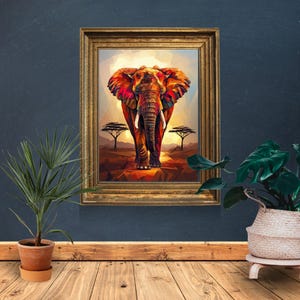 Colorful Geometric Elephant Art Print - Digital Download, African Wildlife Wall Decor, Modern Safari Artwork