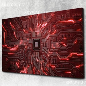 Placa de circuito, arte de pared electrónico, arte de pared de software, impresión de pared de chip, alta tecnología, papá jefe de codificación, diseño de circuito, arte de regalo de tecnología