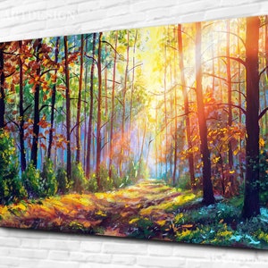 Forest landscape oil painting canvas,nature canvas, oil painting canvas print,framed canvas wall art,large canvas art,canvases,canvas gifts