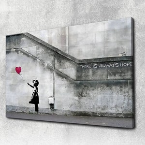 Banksy Balloon Girl, Banksy Wall Art, Banksy Canvnas, Banksy Print, Banksy Love Red Balloon, Chica con globo, Listo para colgar
