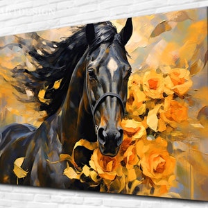 Horse Oil Painting Print, Horse Wall Art Canvas, Horse Canvas wall decor, Horse Painting,Animal Print,Large Canvas,Housewarming Gift