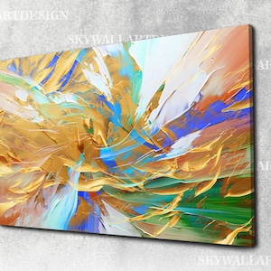 Abstract Golden Canvas Wall Art, Golden Wall Art, Oil Painting Canvas,Colored Canvas Print,Wall Decor,Wall Art,Luxury Wall Art,Gift Printing