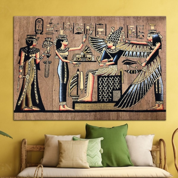 Egyptian Wall Art, Hieroglyph Artwork, Egyptian Ethnic Canvas, Traditional Papyrus, Egyptian Scroll, Ancient Age Canvas, Ancient Age