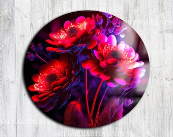 Floral Tempered Glass Wall Art: Modern Stained Glass Decor