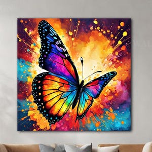 Butterfly Wall Art Canvas, Butterfly Painting, Colorful Butterfly Art Print, Abstract Wall Art, Butterfly Poster, Modern Butterfly Art