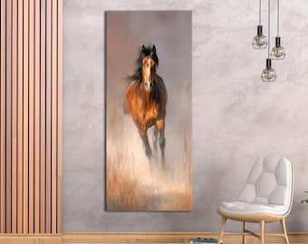 Quadro su tela con cavallo rustico: elegante decorazione da fattoria