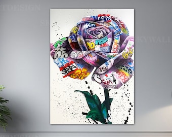 ストリートアート/グラフィティ/写真作品/バラ売り可 バンクシーのバラのグラフィティ、ストリートウォールアート