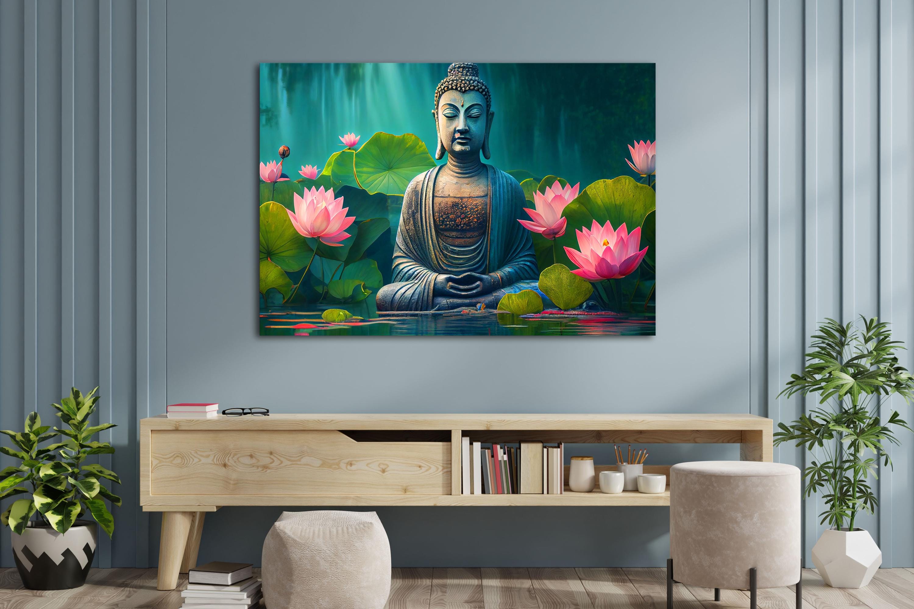 Lotus Flower Buddha Canvas Print: Meditation Wall Art - Etsy