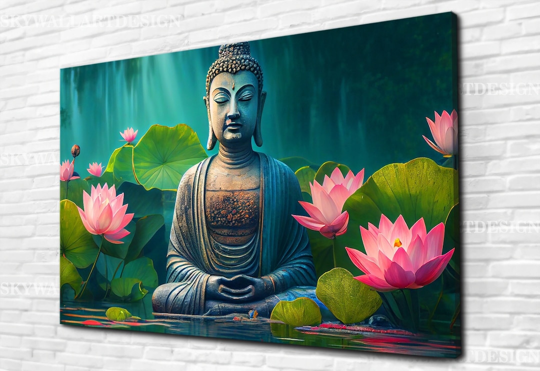 Lotus Flower Buddha Canvas Print: Meditation Wall Art - Etsy