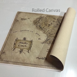 Mapa da Terra Média pôster de arte de parede em tela, arte do Senhor do Anel, mapa antigo da Terra Média, mapa de filme, pôster de mapa, decoração de parede de mapa antigo