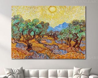 Van Gogh Olivenbäume Leinwanddruck: Landschaftswandkunst