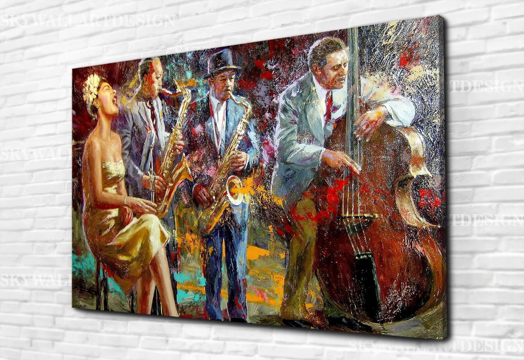 Abstract Musicians African Musicians Jazz Canvas Wall Art, Abstract Music Painting ...