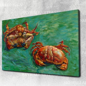 Van Gogh Zwei Krabben Leinwanddruck, berühmte Fine Art Wanddekor, Vincent Van Gogh Kunstwerk, fertig zum Aufhängen, Geschenk für Kunstliebhaber, Kunst in Museumsqualität
