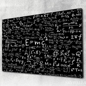 Physics Formula Canvas, Science Wall Art, Math Poster for Office, STEM Teacher Gift, Black White Equation Print, Modern Nerdy Decor