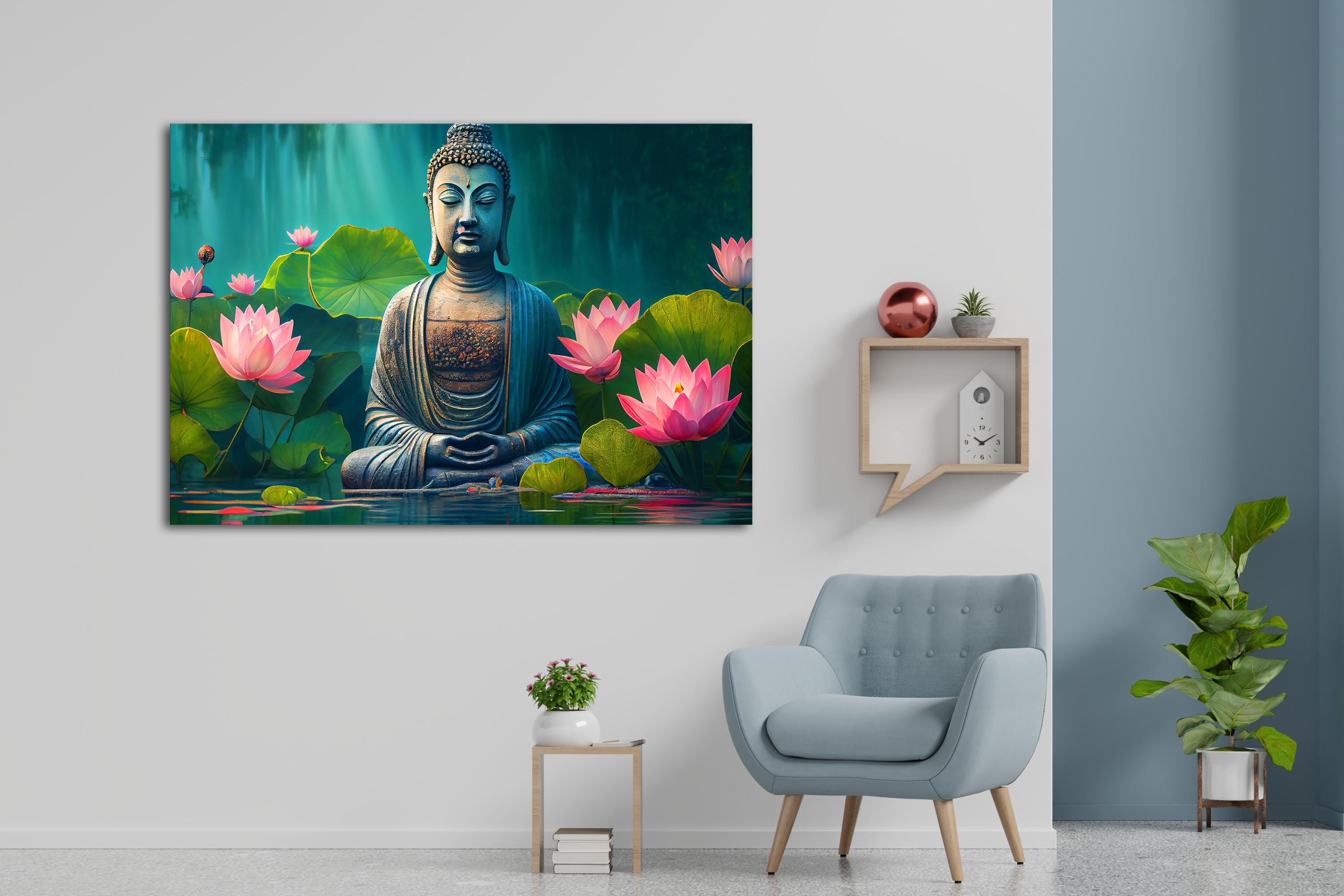 Lotus Flower Buddha Canvas Print: Meditation Wall Art - Etsy