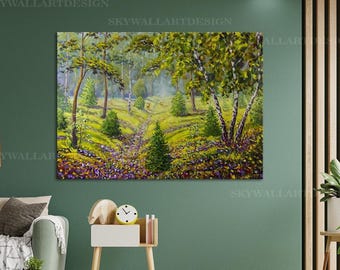 Forest Landscape Canvas Art: Green Woodland Path, Frame Wall Decor