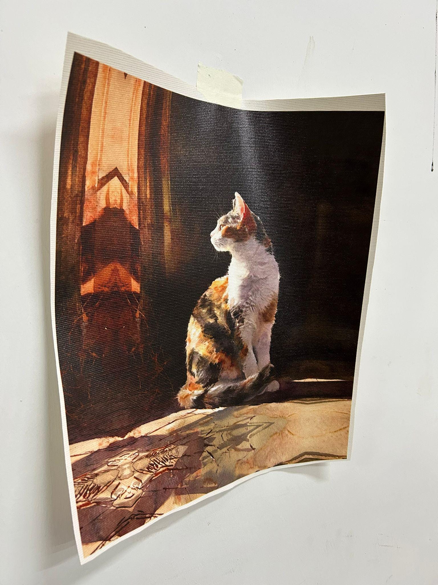 Produktbild von Katze Im Sonnenlicht Leinwand Kunst, Gemütliche Glückskatze Wanddekor, Realistische Haustier Porträt Gemälde Für Wohnzimmer Oder Schlafzimmer Warm Home Design