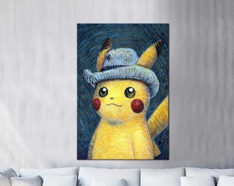 Pikachu Van Gogh Canvas Print: Famous Art Reproduction, Ready to Hang