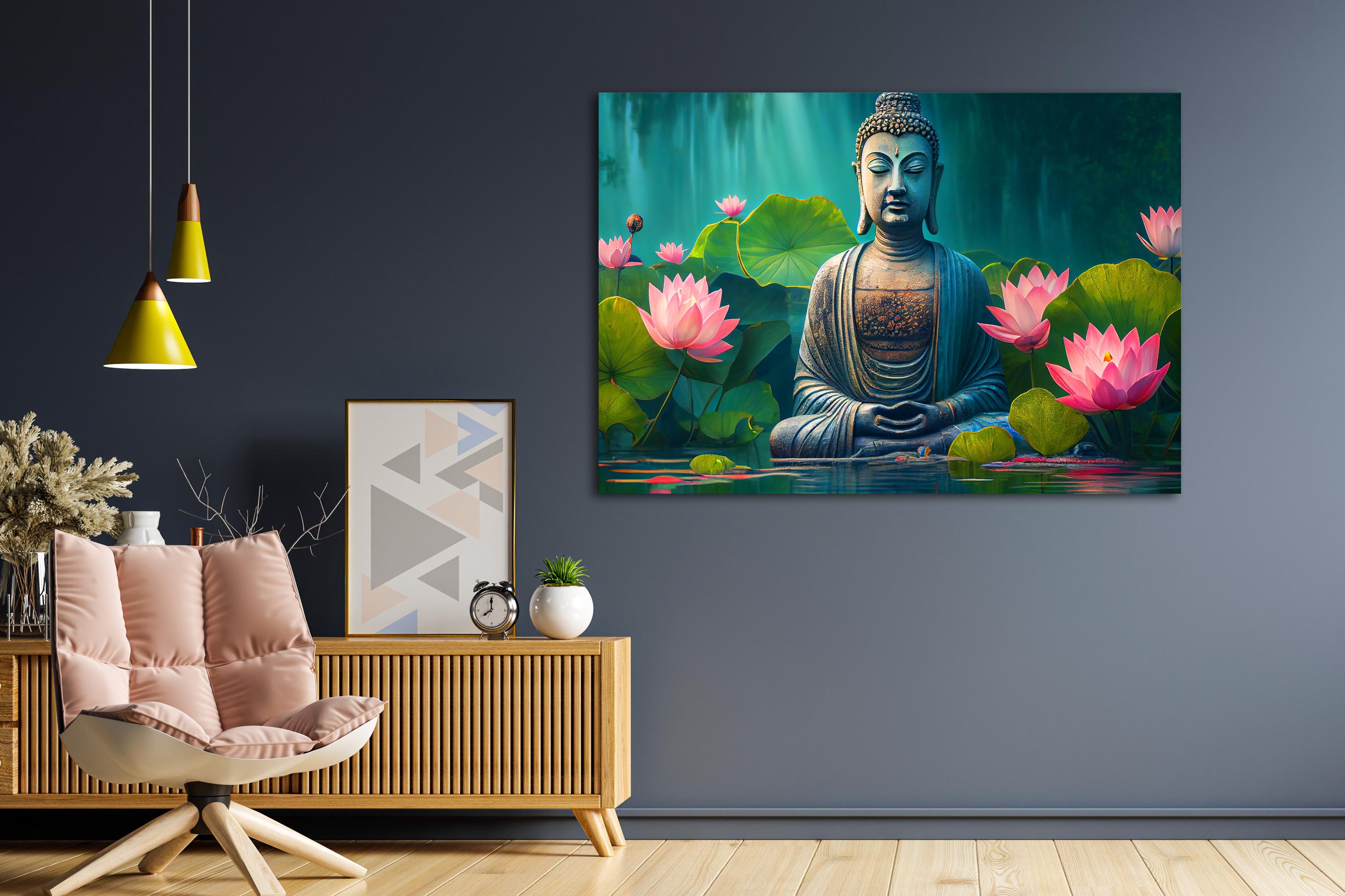 Lotus Flower Buddha Canvas Print: Meditation Wall Art - Etsy