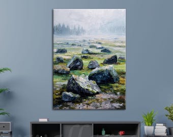 Abstract Landscape Canvas Wall Art | Minimal Nature Painting | Modern Neutral Home Decor