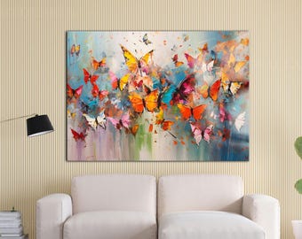 Decoración de pared de mariposas en vidrio: Impresión en panel de vidrio templado a color